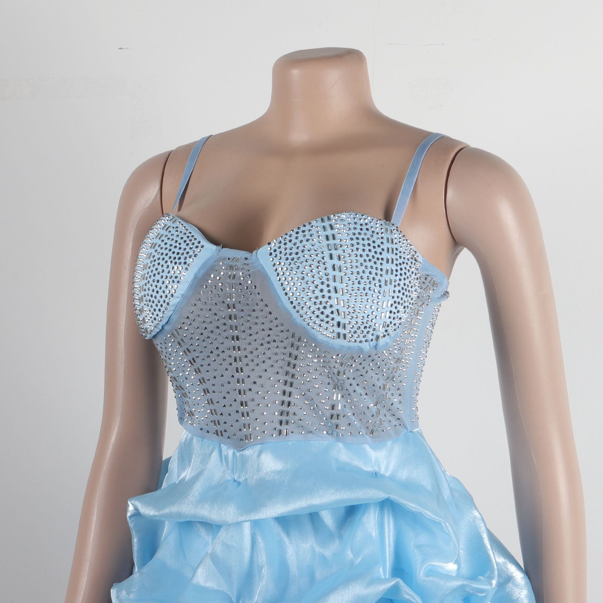 Women Sexy Beaded Stretch Camisole Cascading Ruffles Dress Tutu 73