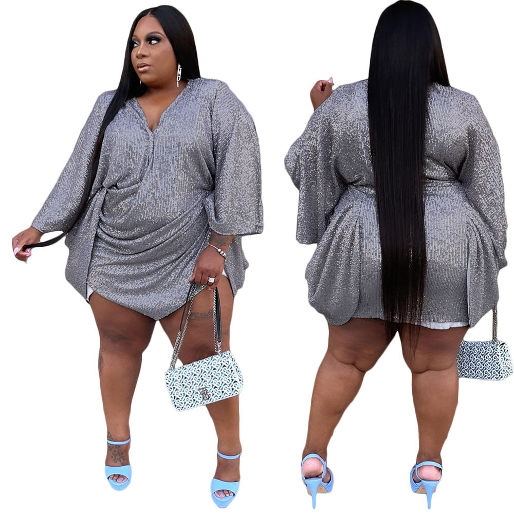 Plus Size Women V-neck dress 3