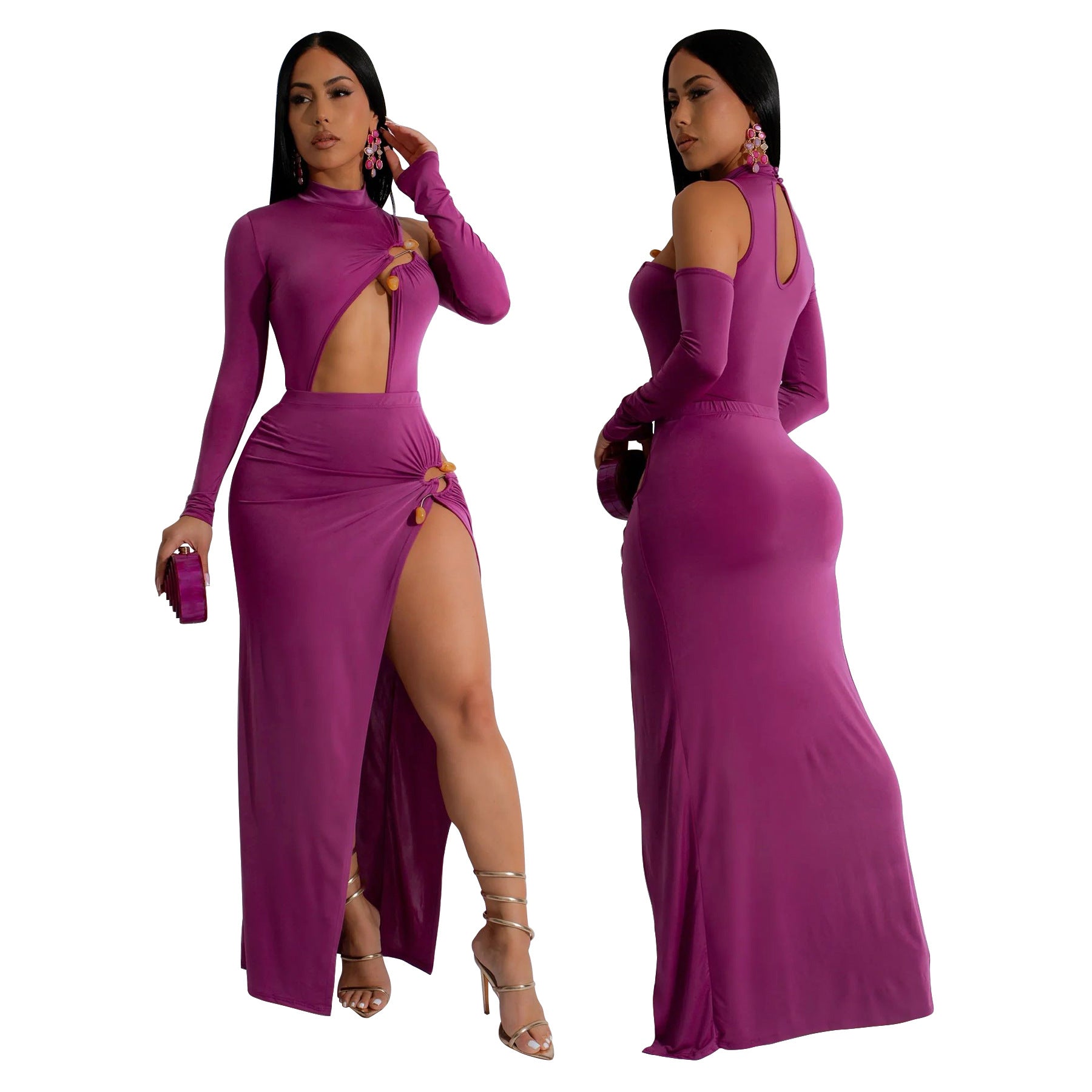 Women irregular sexy Top and skirt two-piece set 4