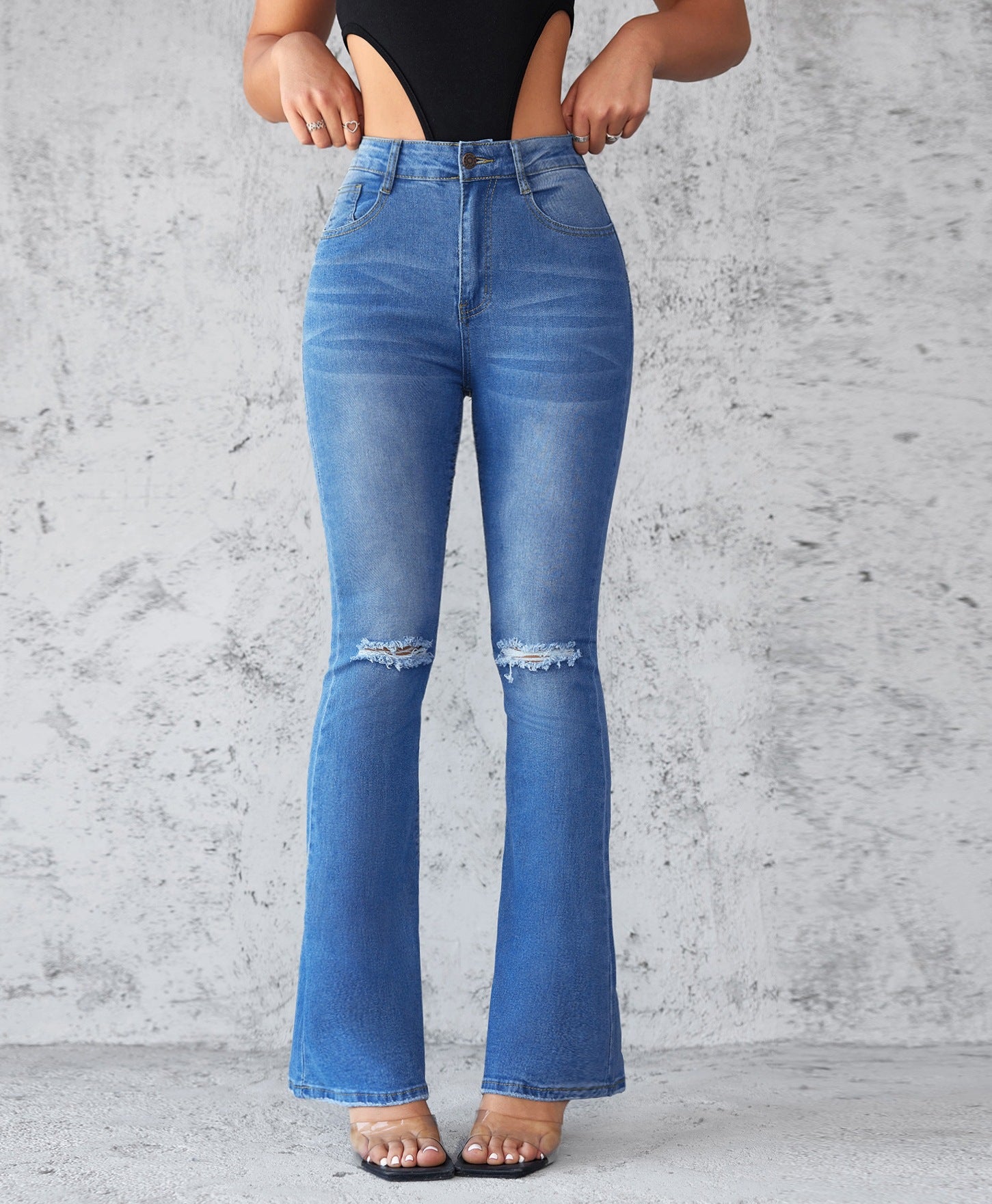 Slim Fit High-Waist Stretch Ripped Women's Denim Pants