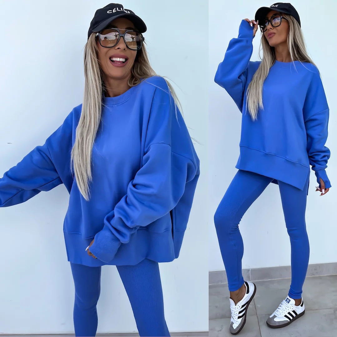 Women Spring Casual Long Sleeve Top and Long Pants Two-piece Set 8