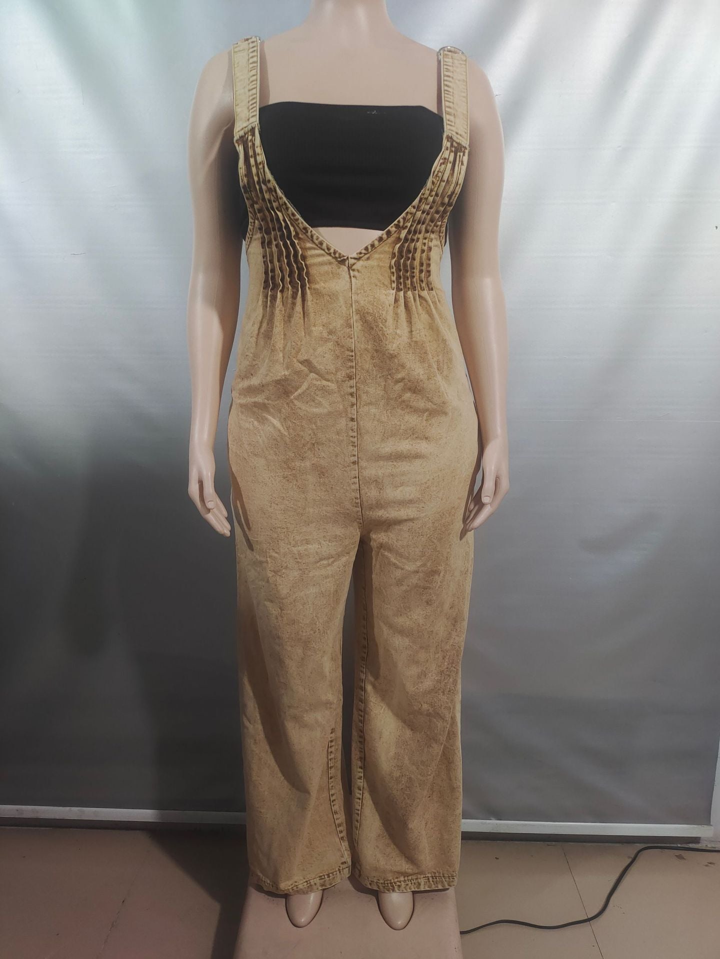 Women Solid Backless Sleeveless Denim Jumpsuits 5