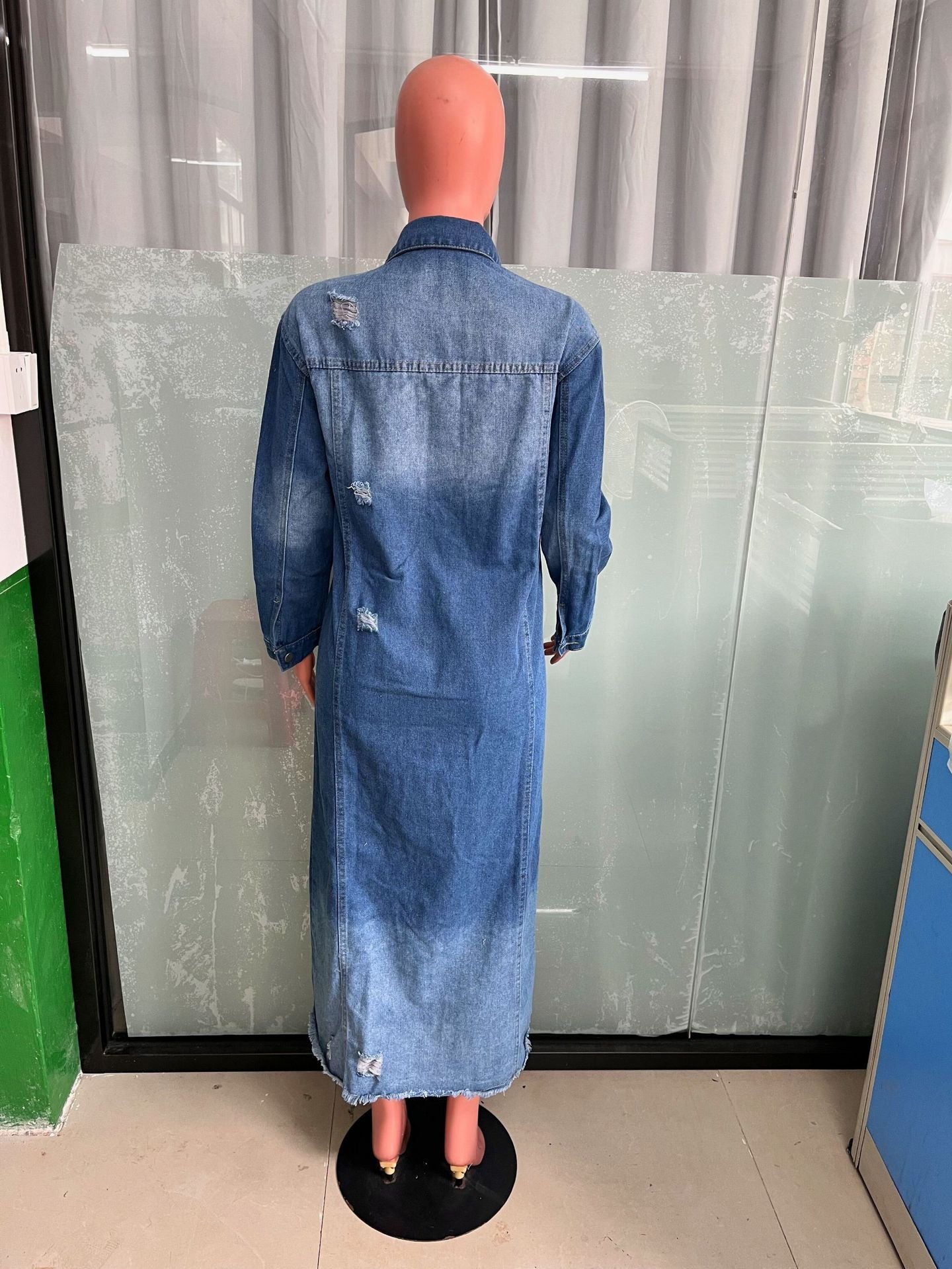 Women's Fashion Ripped Long Sleeve Denim Jacket 10