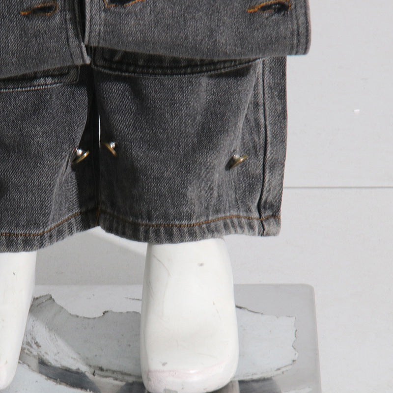 Autumn Street Trend Button Irregular Denim Pants High Waist Slim Fit Jeans 18