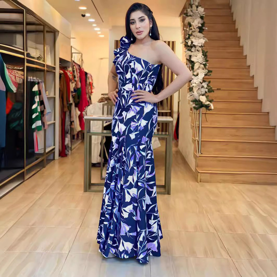 Women off-shoulder printed loose dress 4