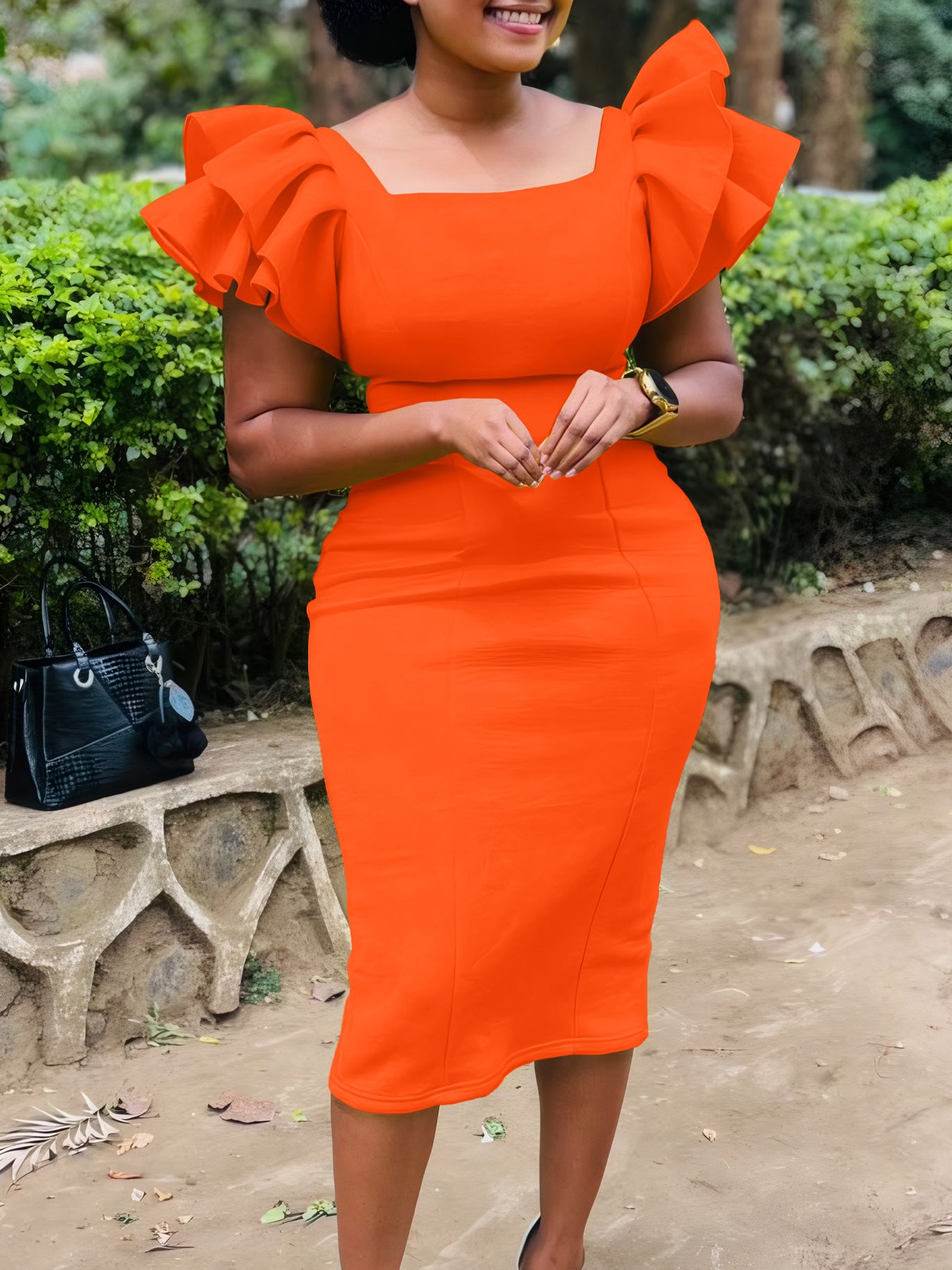 Women solid bodycon African dress 7