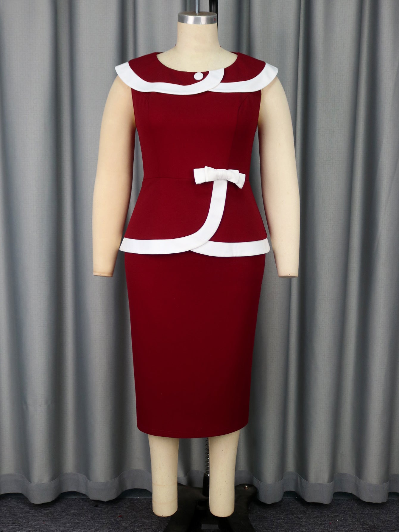 Turndown Collar Contrast Color Elegant Formal & Cocktail Party Dresses 5