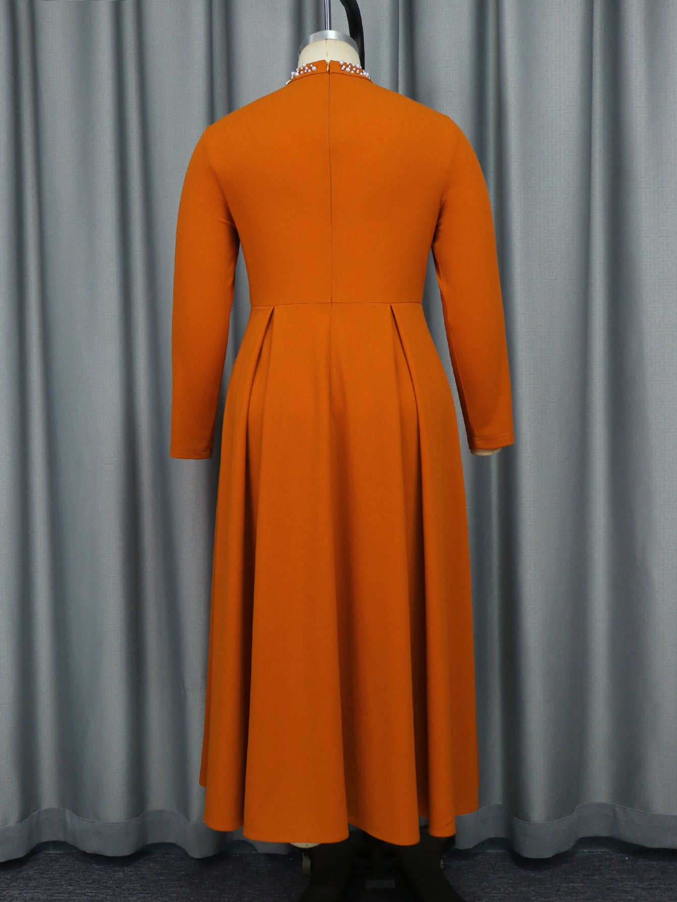 Women's Fashion High Neck A-Line Elegant Beaded Dress 11