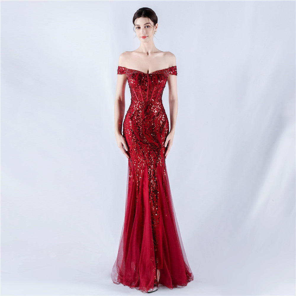 Women Evening Dress Beaded Mesh Beaded Evening Dress 18