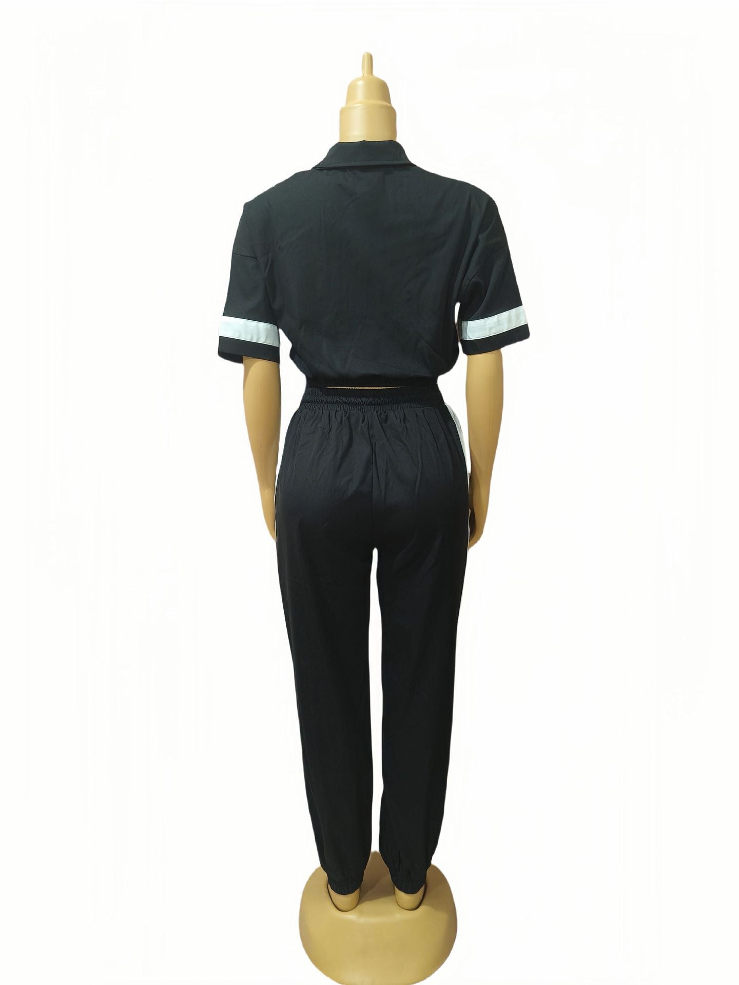 Plus Size African Women contrast color short-sleeved top and leggings Casual two-piece set 8