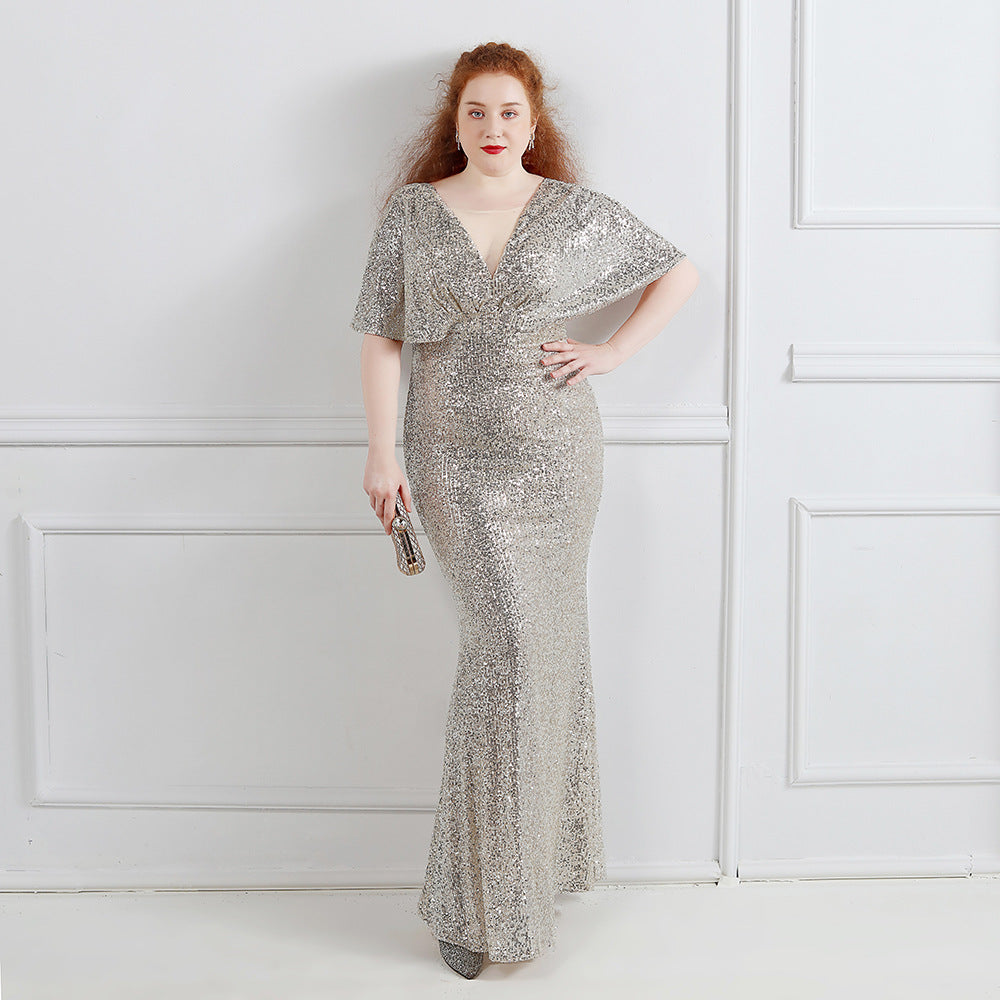 Spring and Summer Plus-Size Long Sequin Formal Party Evening Dress 3
