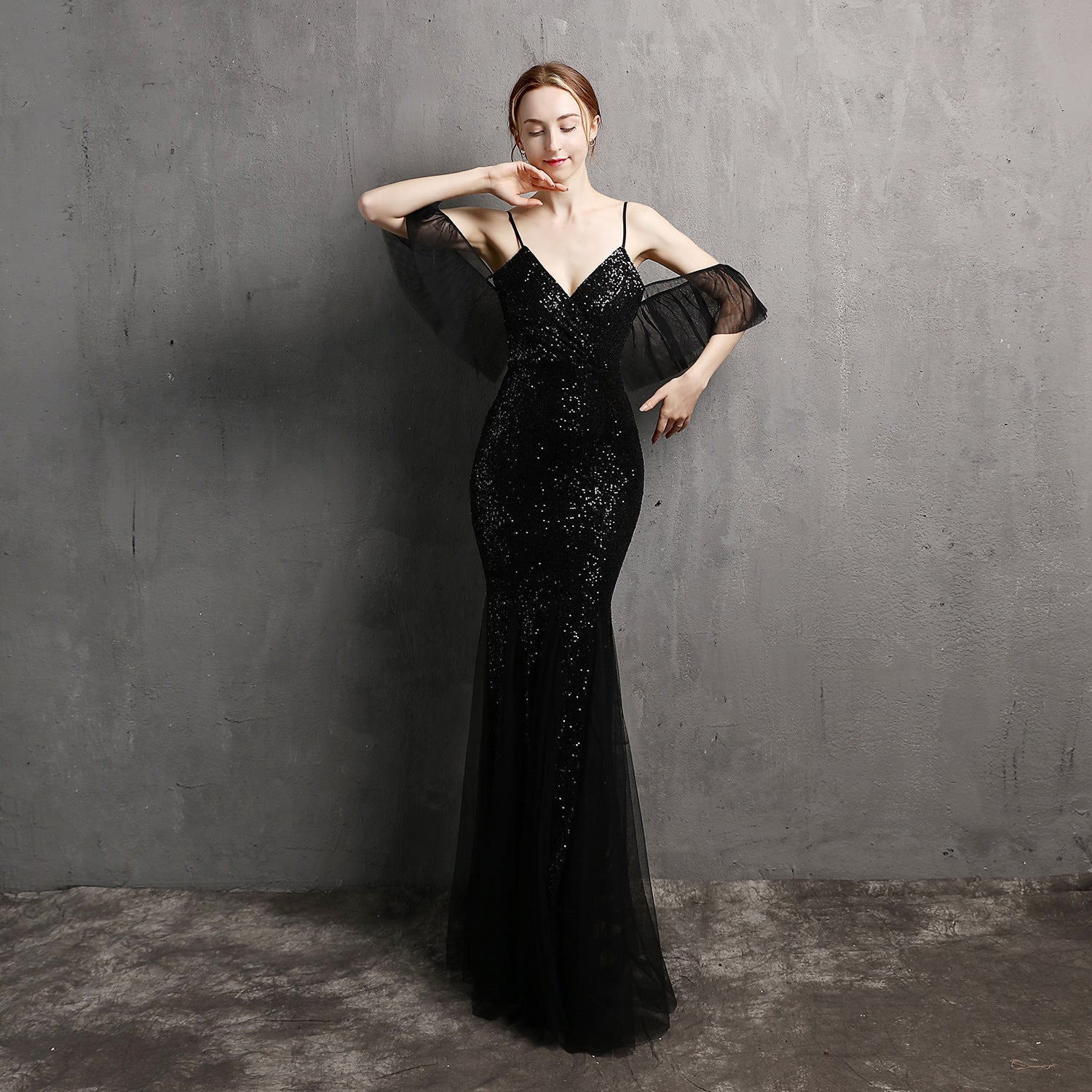 Formal Sequin Strap Mermaid Evening Dress 11