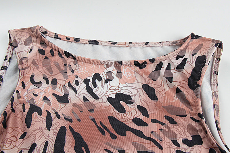 Women Summer Sexy Sleeveless Leopard Bodycon Dress 8