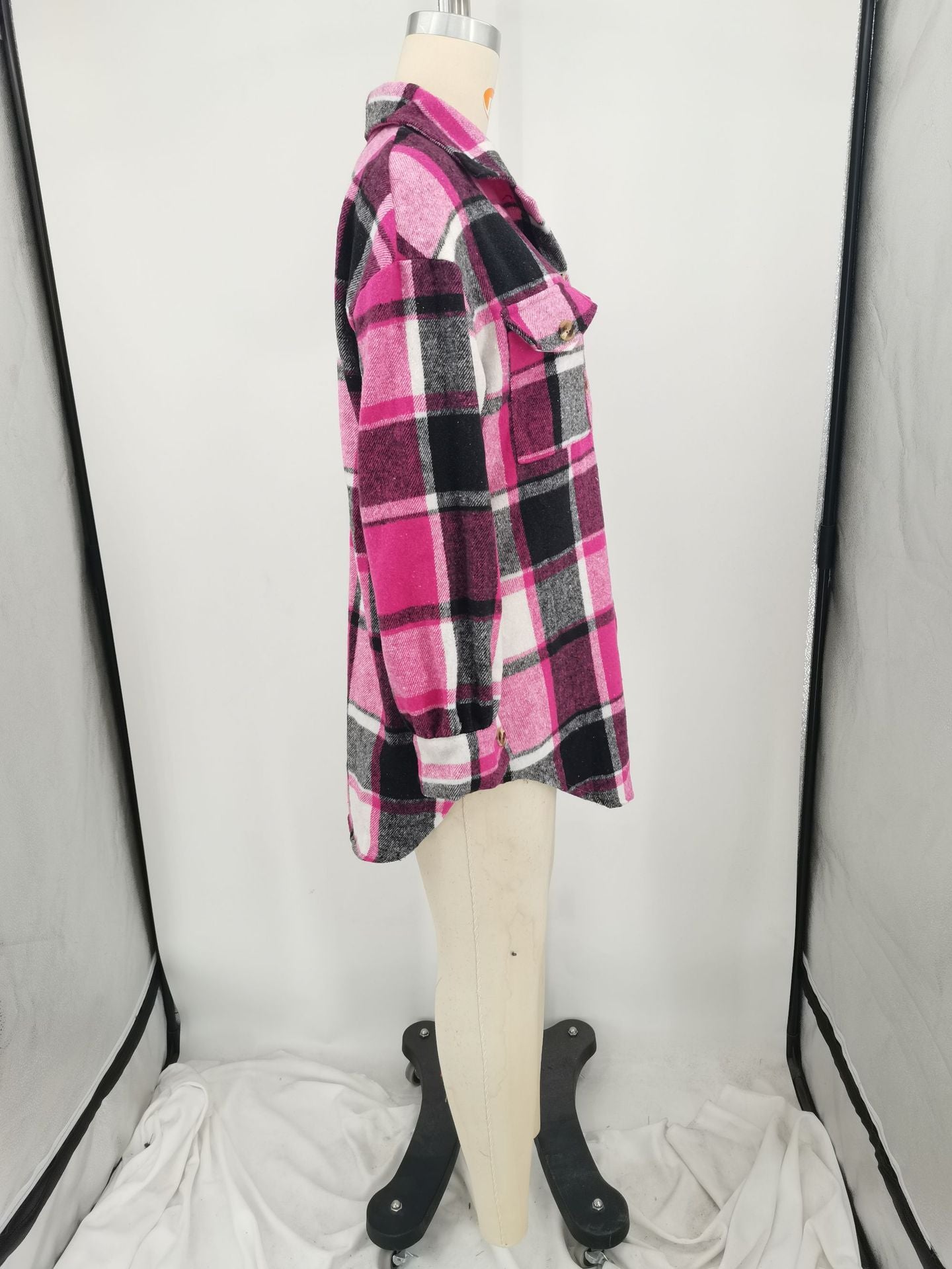 Women Autumn and Winter Loose Plaid Shirt 20