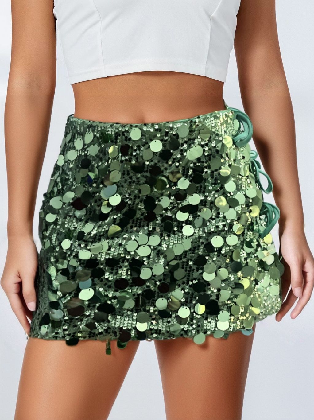 Shiny sequins Patchwork Bodycon sexy short skirt 9
