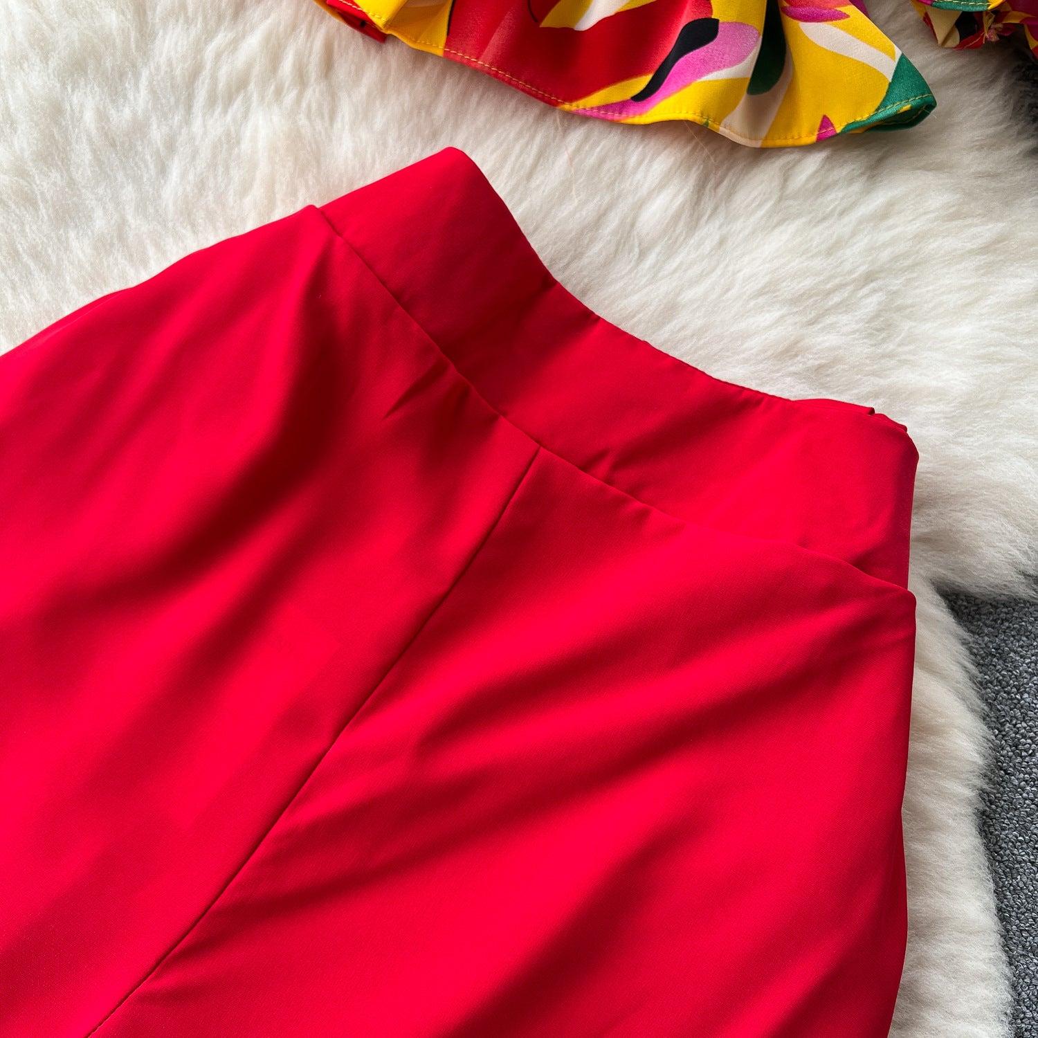 Women French Off Shoulder Ruffled Floral Blouse and Wide Leg Pants Two-Piece Set 31