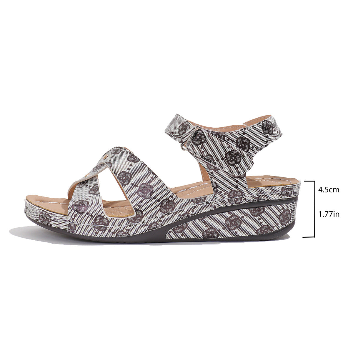 Summer Round Toe Wedge Ankle Strap Printed Sandals 3