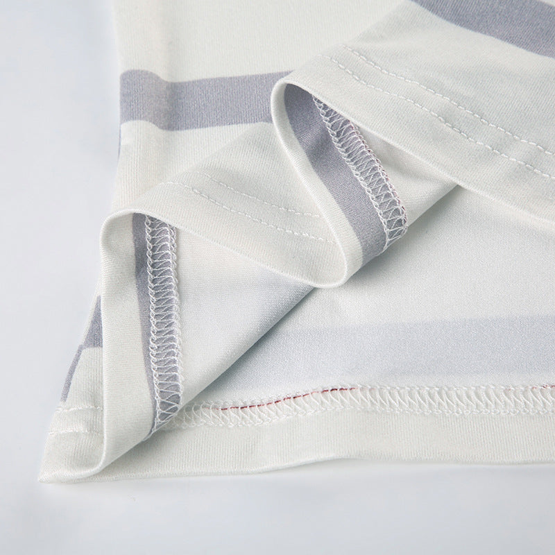 Women Casual Holidays Printed Striped Contrast Halter Neck Strap Top and Shorts Two-Piece Set 20