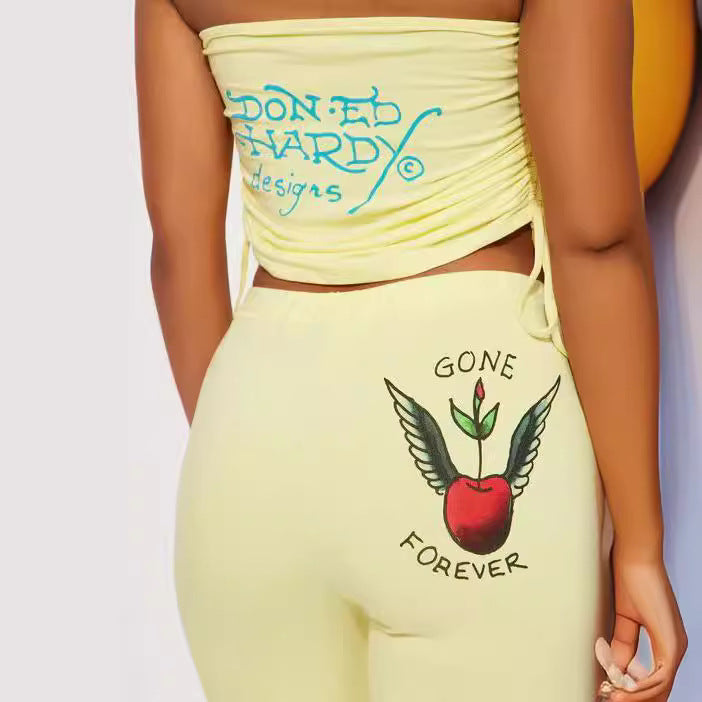 Women's Print Strapless Vest Pants Two Piece Set 5