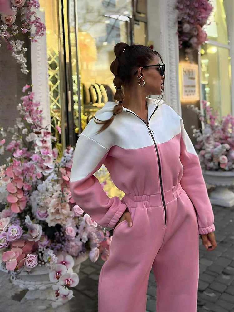 Women Sports Casual Contrast Jumpsuits 11