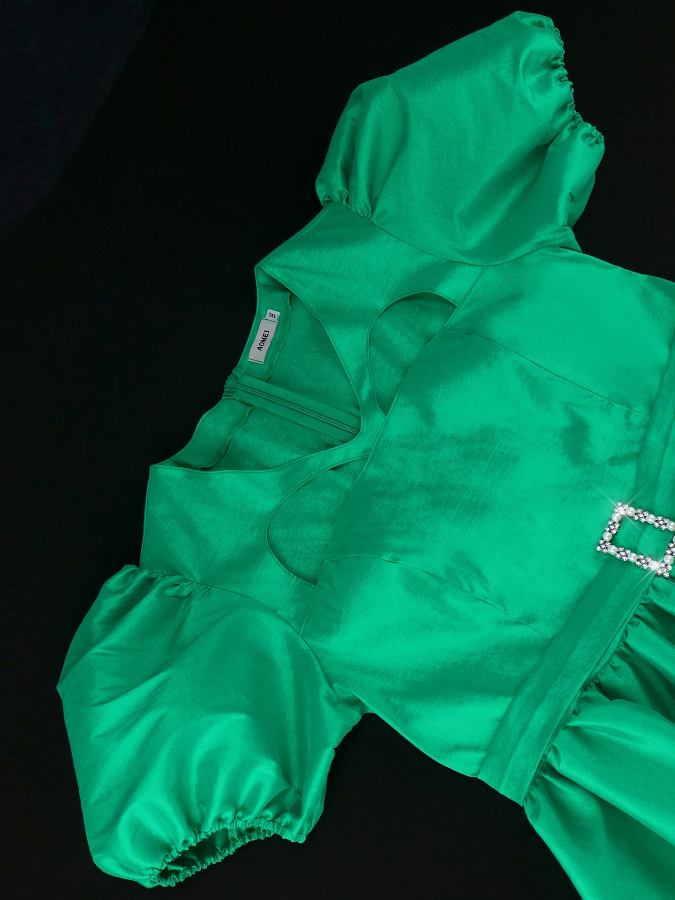 Women Formal Party Puff Sleeve Hollow Dress 6