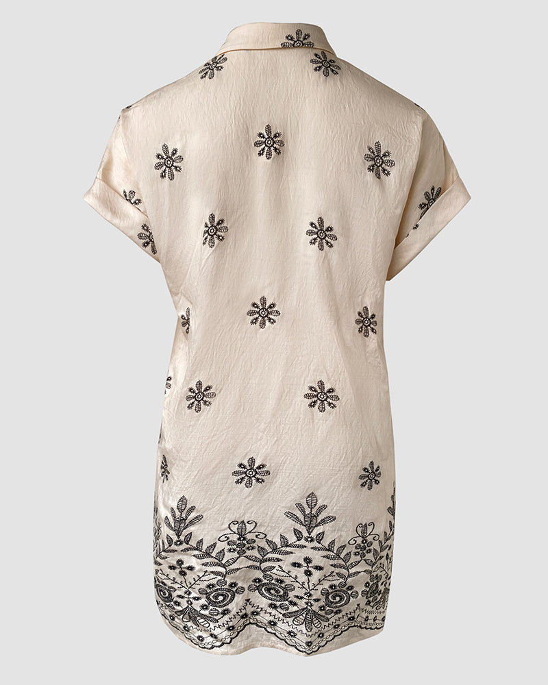 Women's Short Sleeve Casual Shirt Dress 5