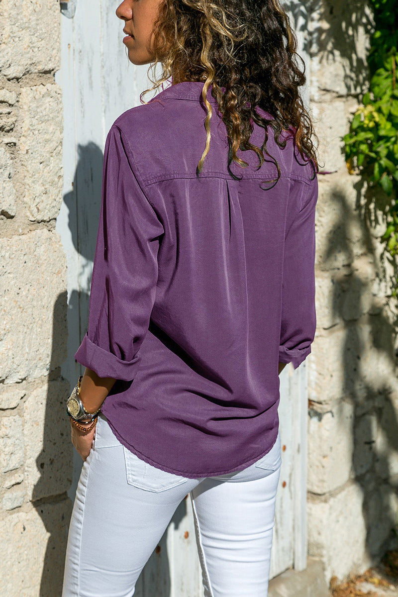 Autumn And Winter Women's Turndown Collar Long Sleeve Shirt Women's Clothing 25