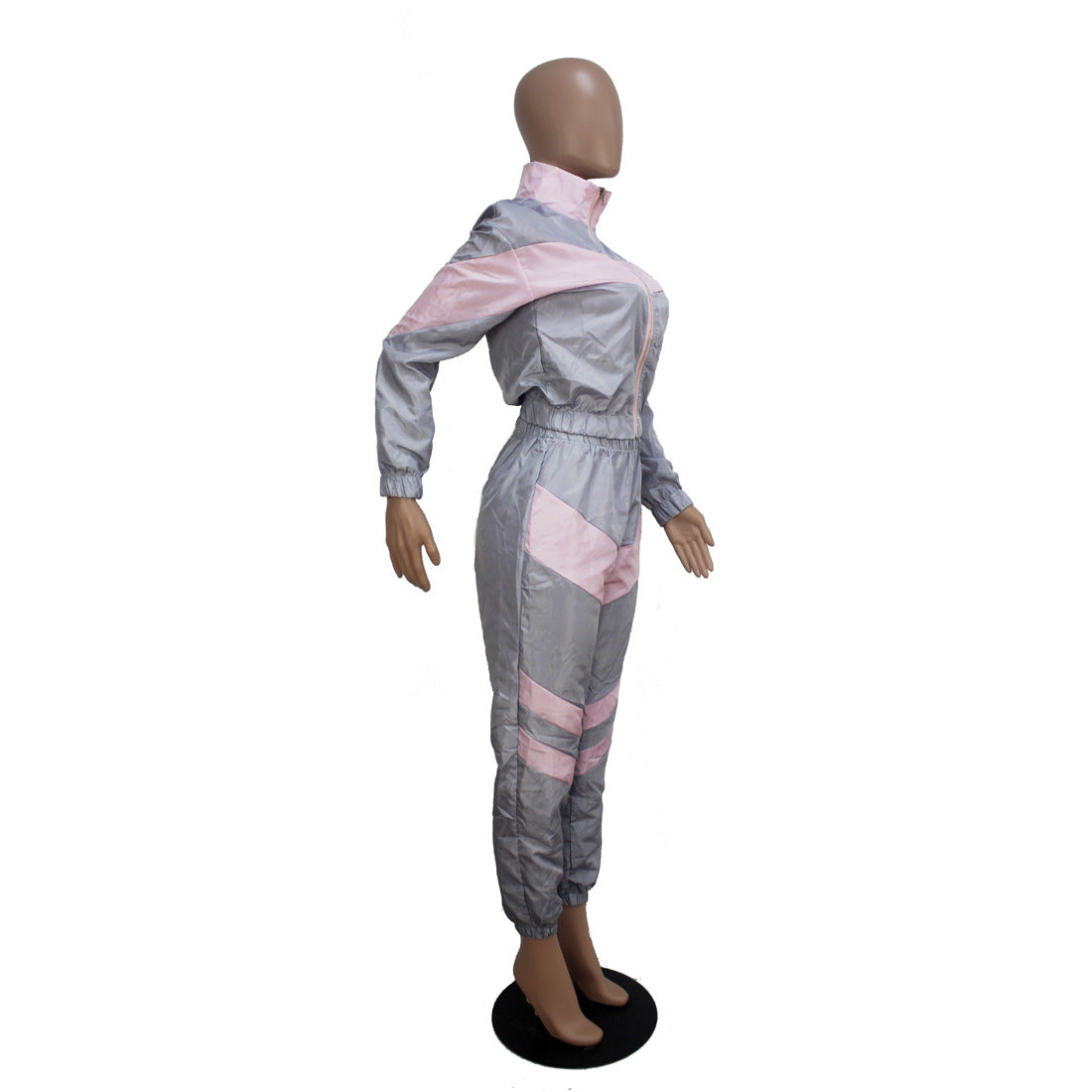 Women's Color Block Long Sleeve Trench Coat Pants without Pocket Set 17