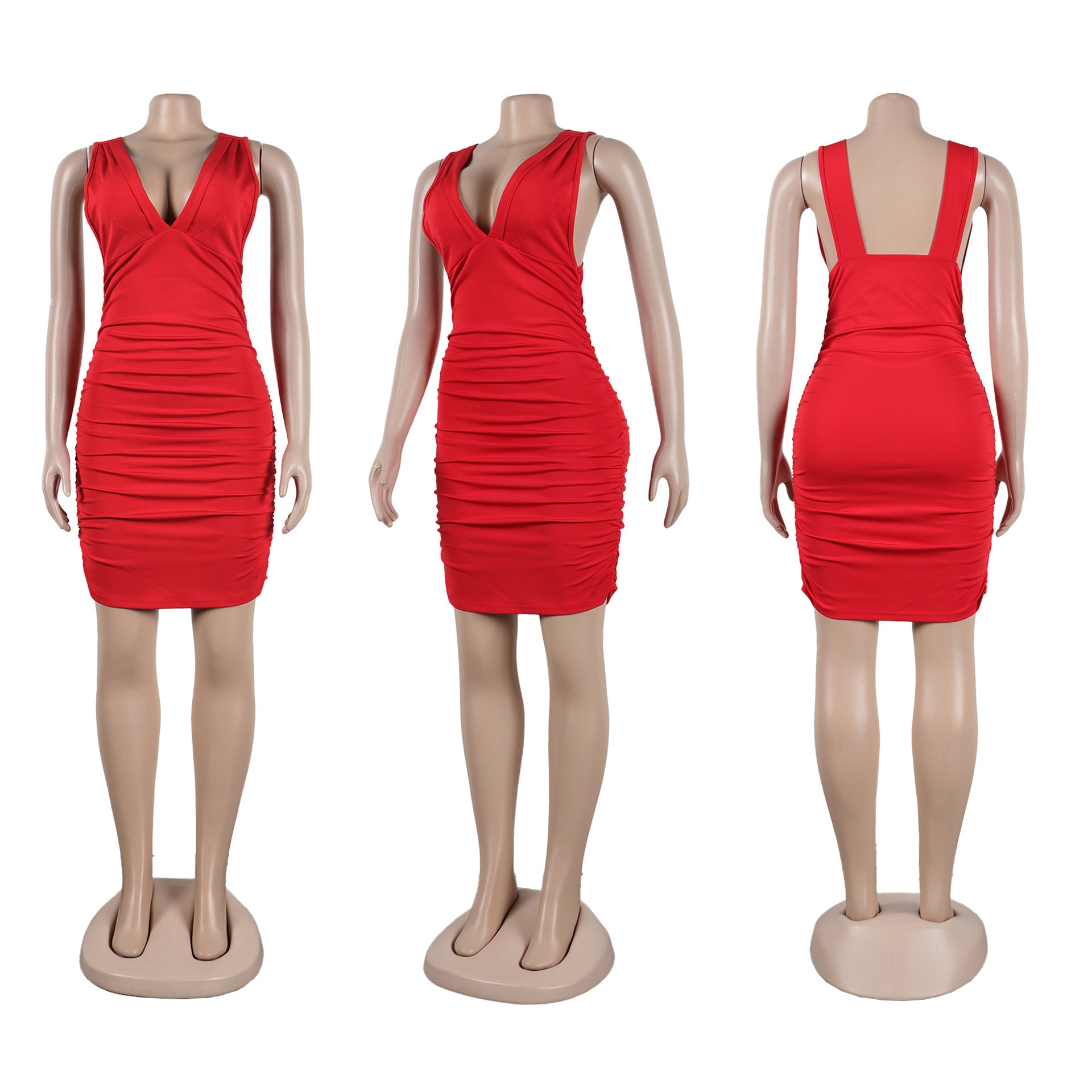 Sexy slim deep V neck sleeveless nightclub dress 26