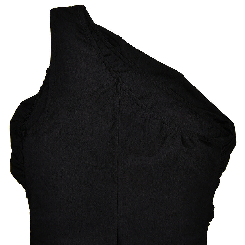 Sexy One-Shoulder Ruffle Bodycon Maxi Dress 15