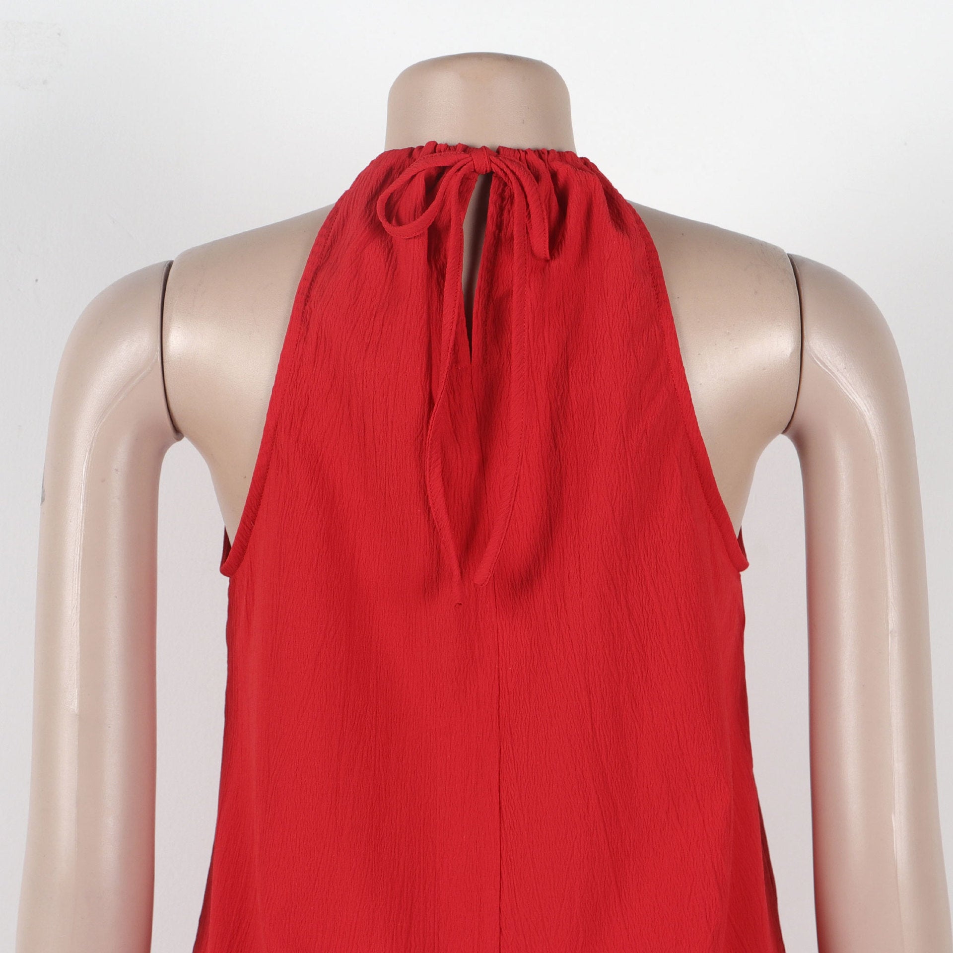 Women sexy solid slit halter neck lace-up sleeveless top and shorts two-piece set 19