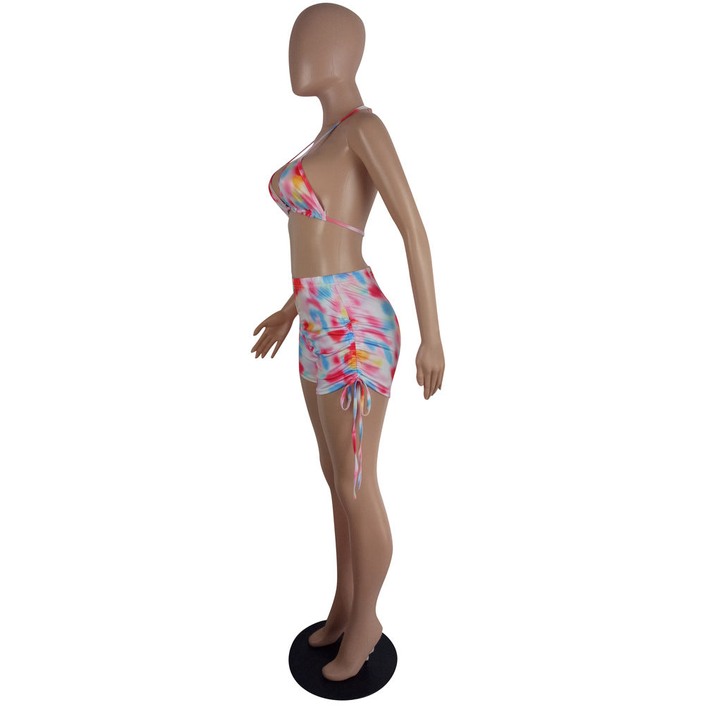 Spring And Summer Women's Sexy Multi-Color Printed Two-Piece Shorts Set 17