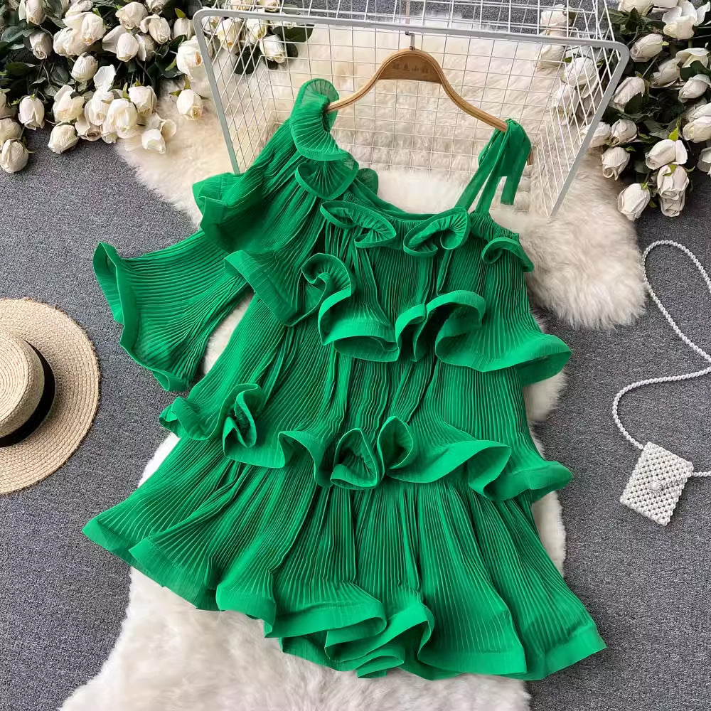 Layered Ruffle Bell-Sleeve Chiffon Blouse Trendy Loose Top 4