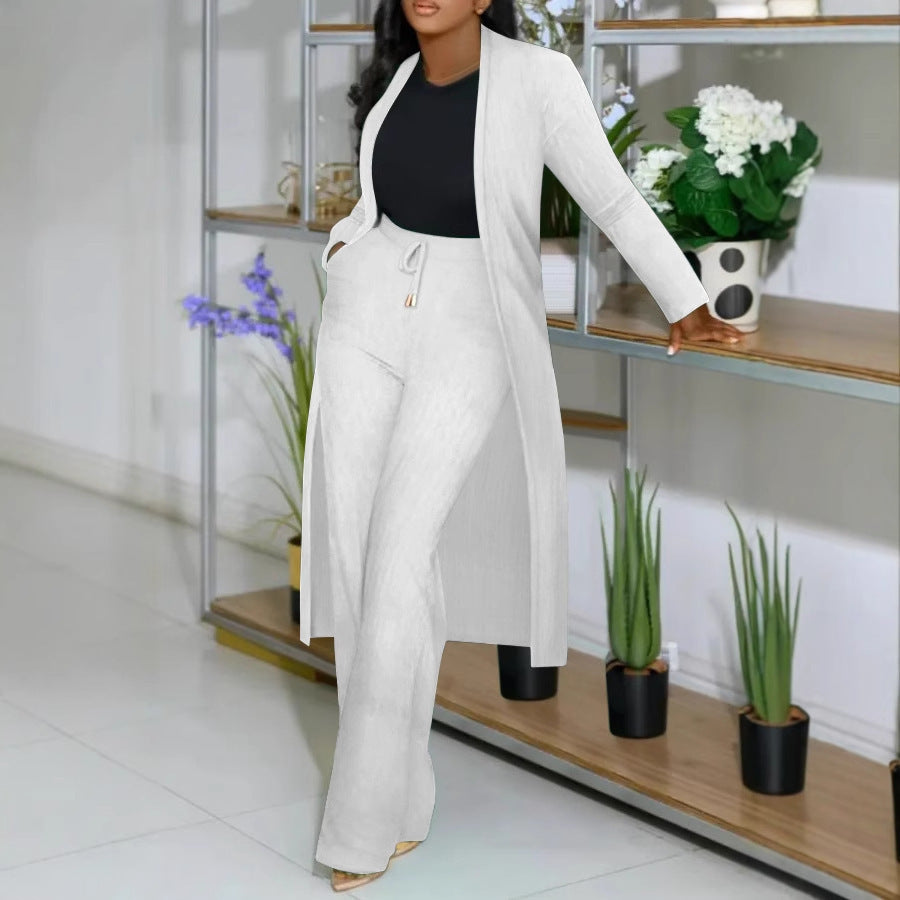 Women Ribbed Top and Wide Leg Pants Two-piece Set 3