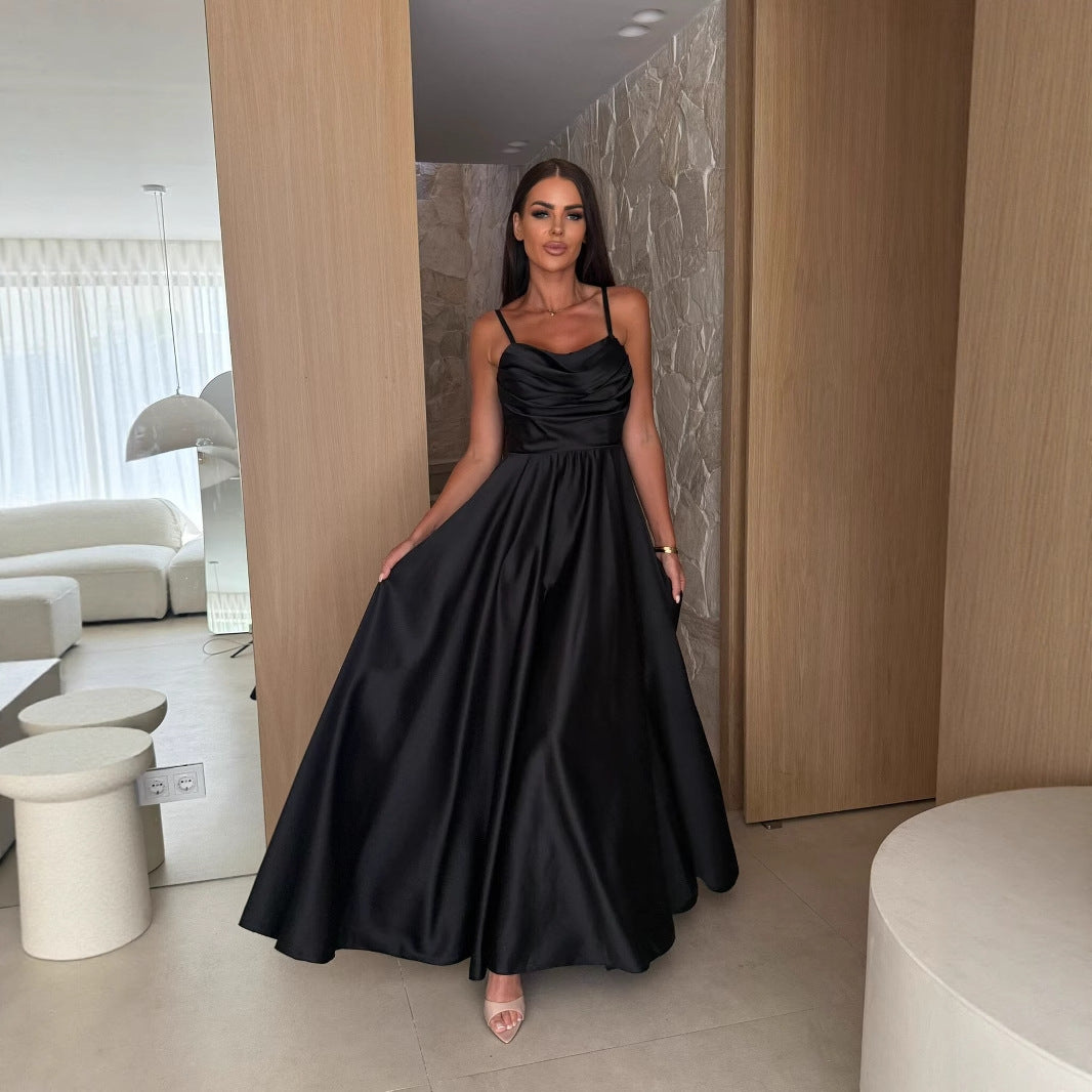 Summer Sexy One-Shoulder Ruched High-Slit Strap Dress