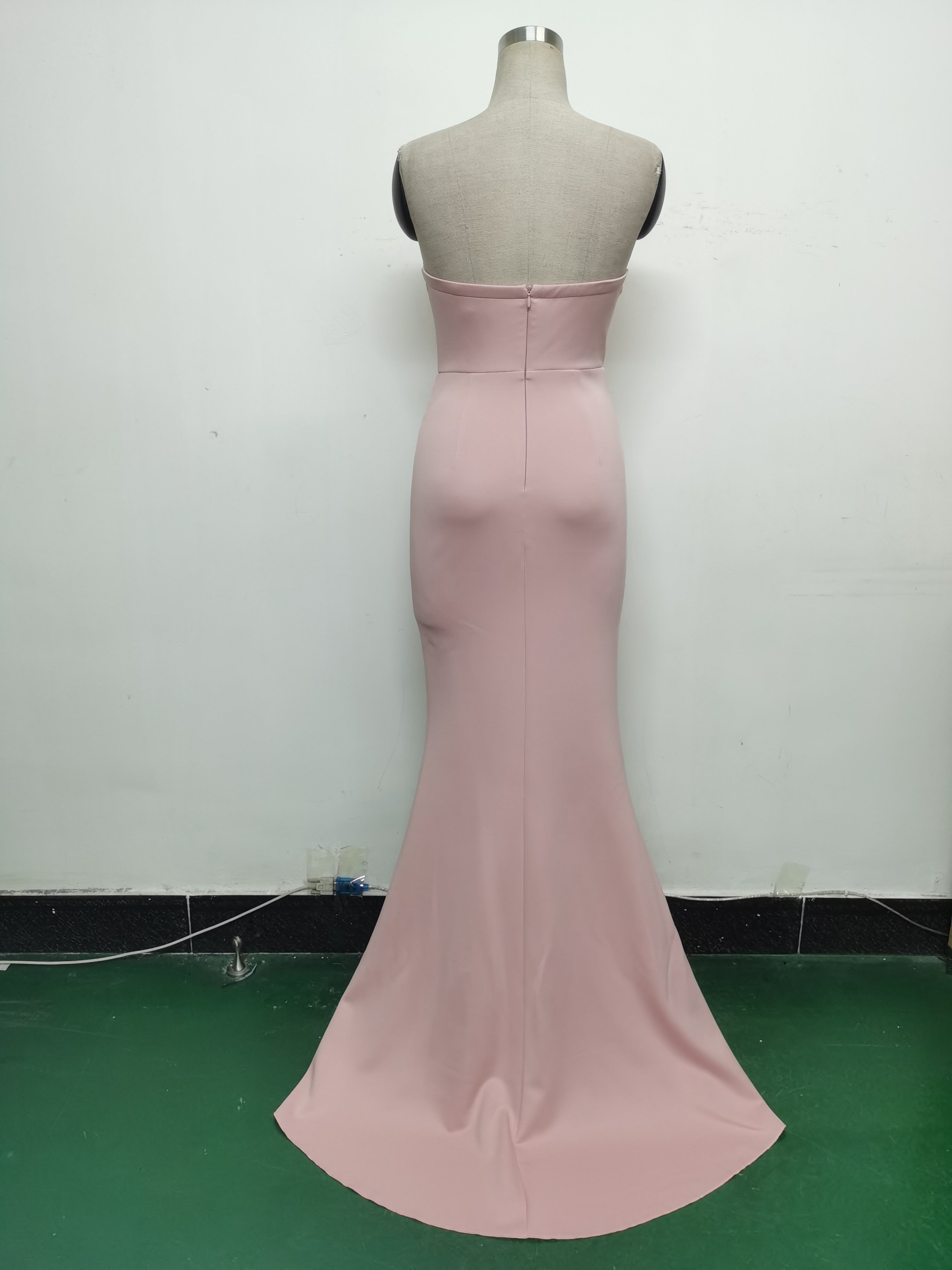 Women Fishbone Vest Beaded Evening Dress 34