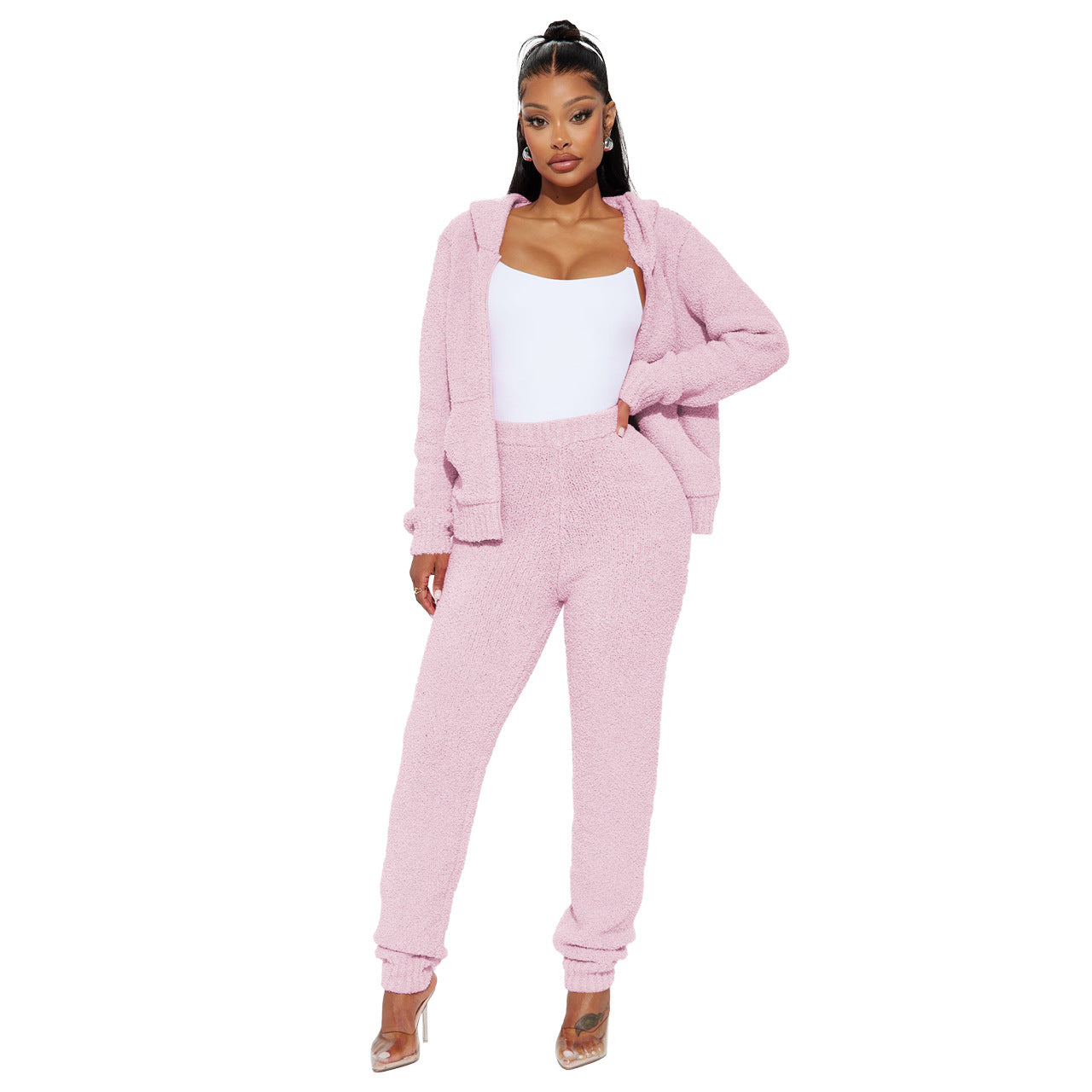 Women's Fashion Casual Hooded Fleece Two-Piece Pants Set Women's Clothing 6