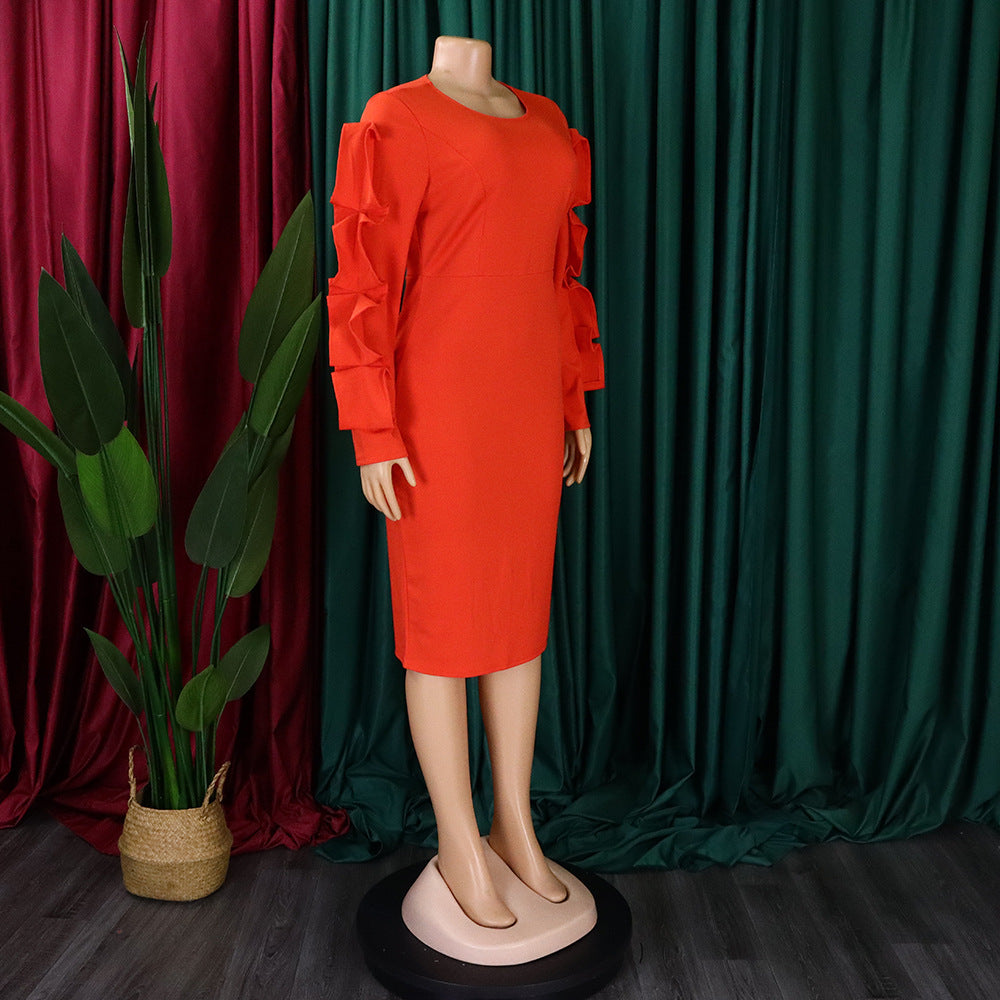 Plus Size Women Elegant African Long Sleeve Dress 15