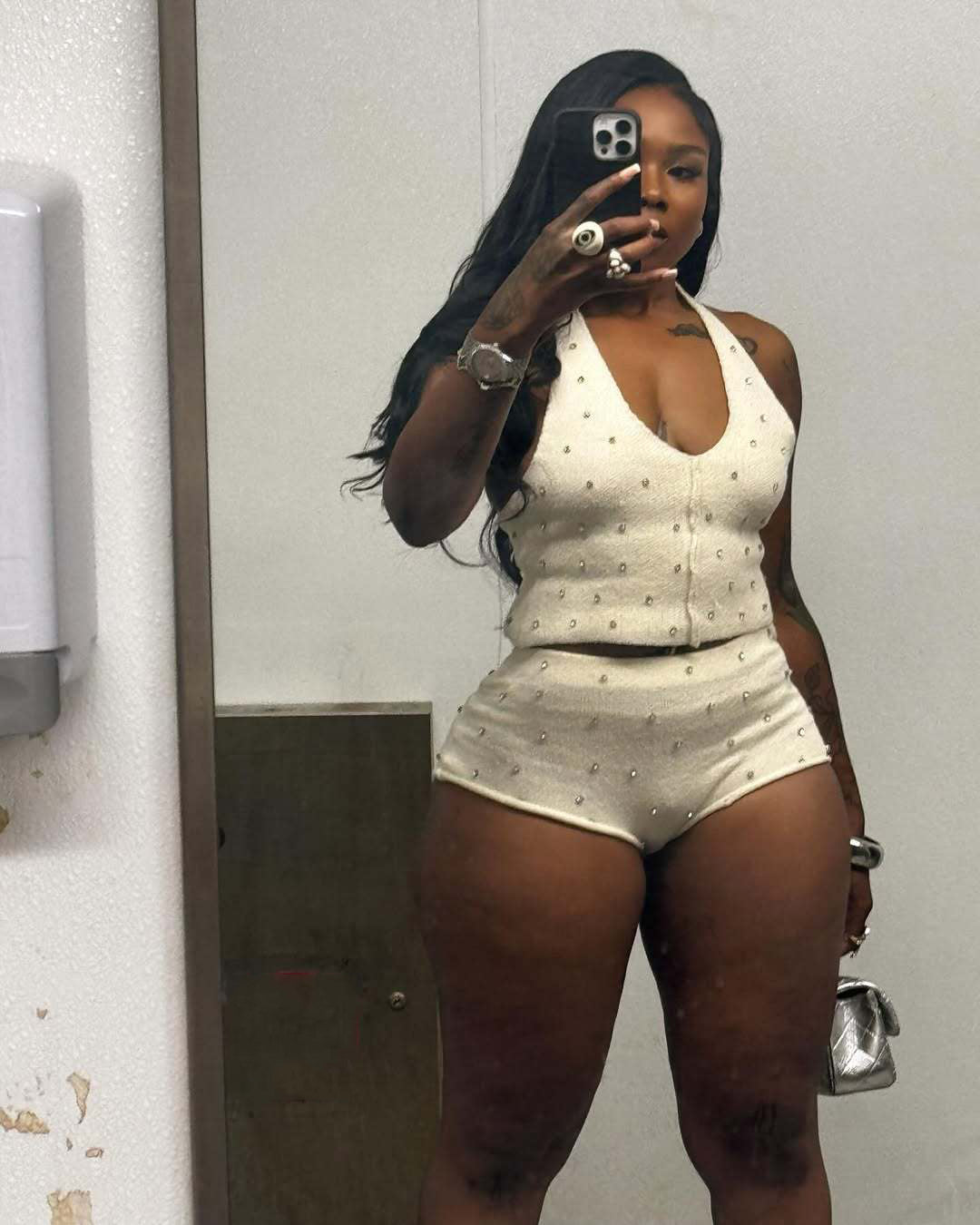 Women's Fashion Jewel-Embellished Halter Neck Top & Shorts Set 5