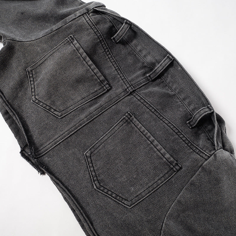 Women Autumn Solid Casual Button Zipper Denim Pleated Skirt 22