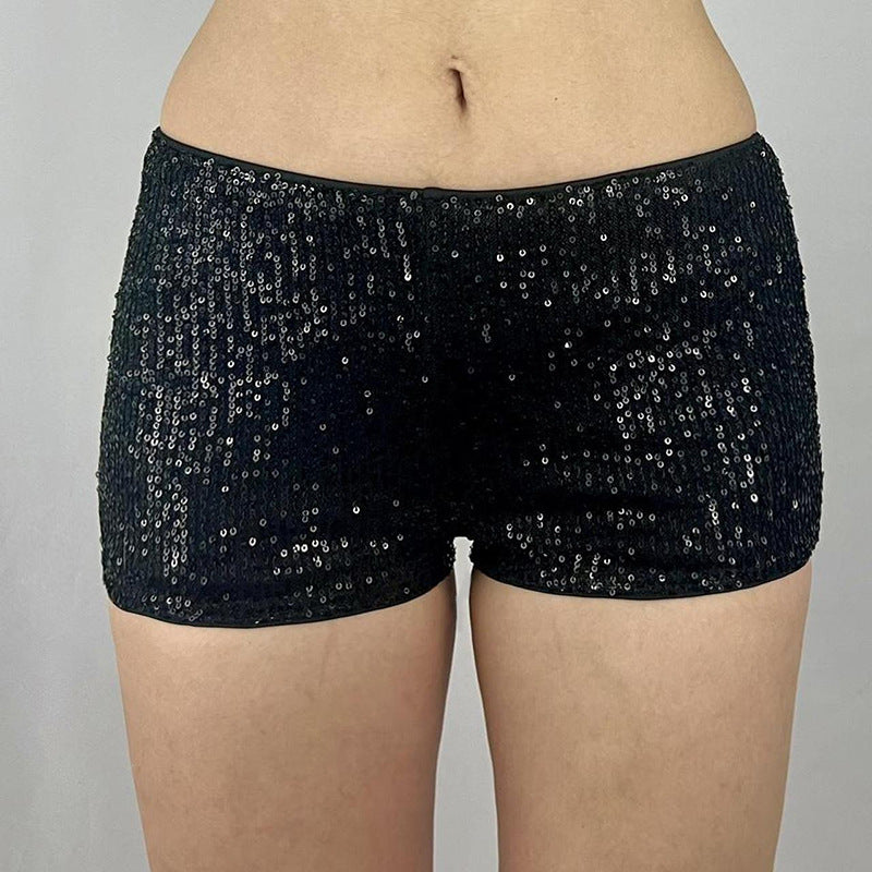 Spring Women's Leopard Print Sequins High Waist Tight Fitting Sexy Shorts Women 7