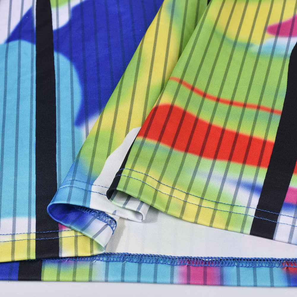 Women's Mesh Long Sleeve Square Neck Printed Dress 7