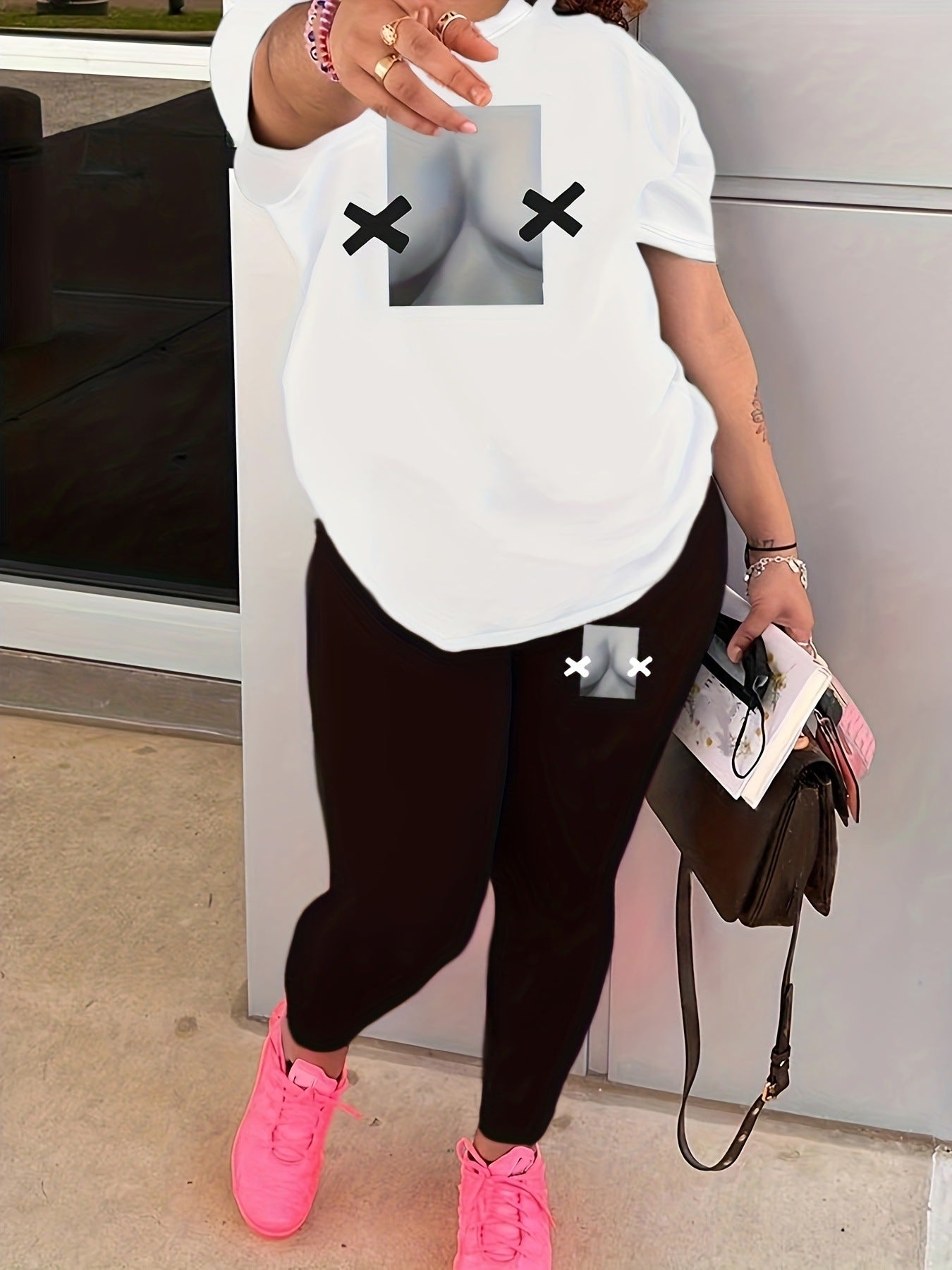 Women's Fashion Short Sleeve T-Shirt Pants Set 4