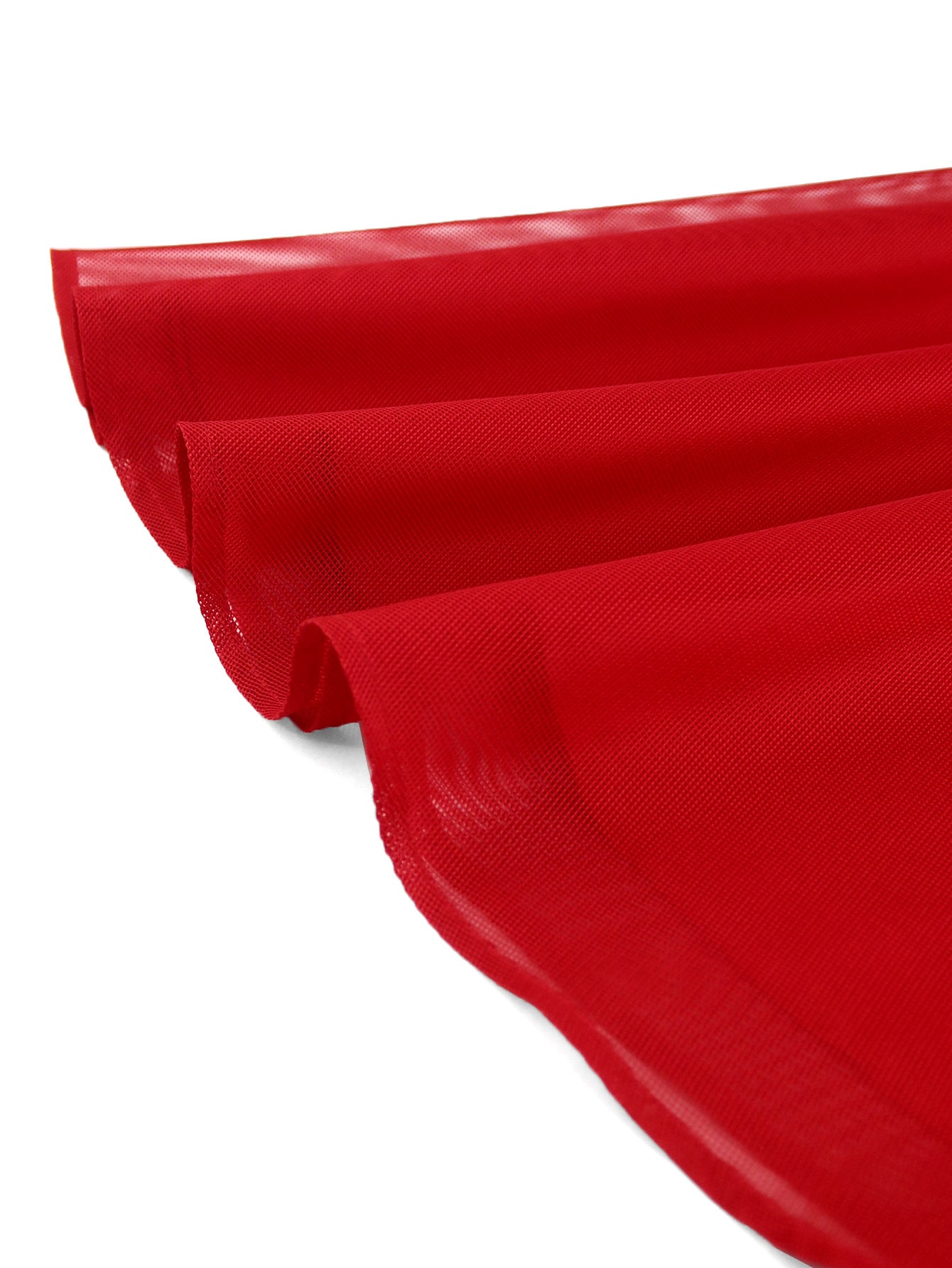 Plus Size Women Red Translucent Lantern Sleeve Half High Neck Elegant Dress 10