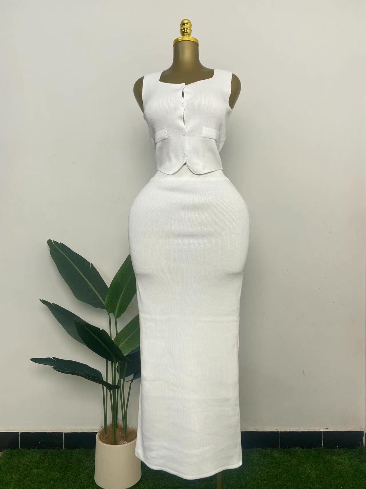 Women knitting Top and Skrit two-piece set 3