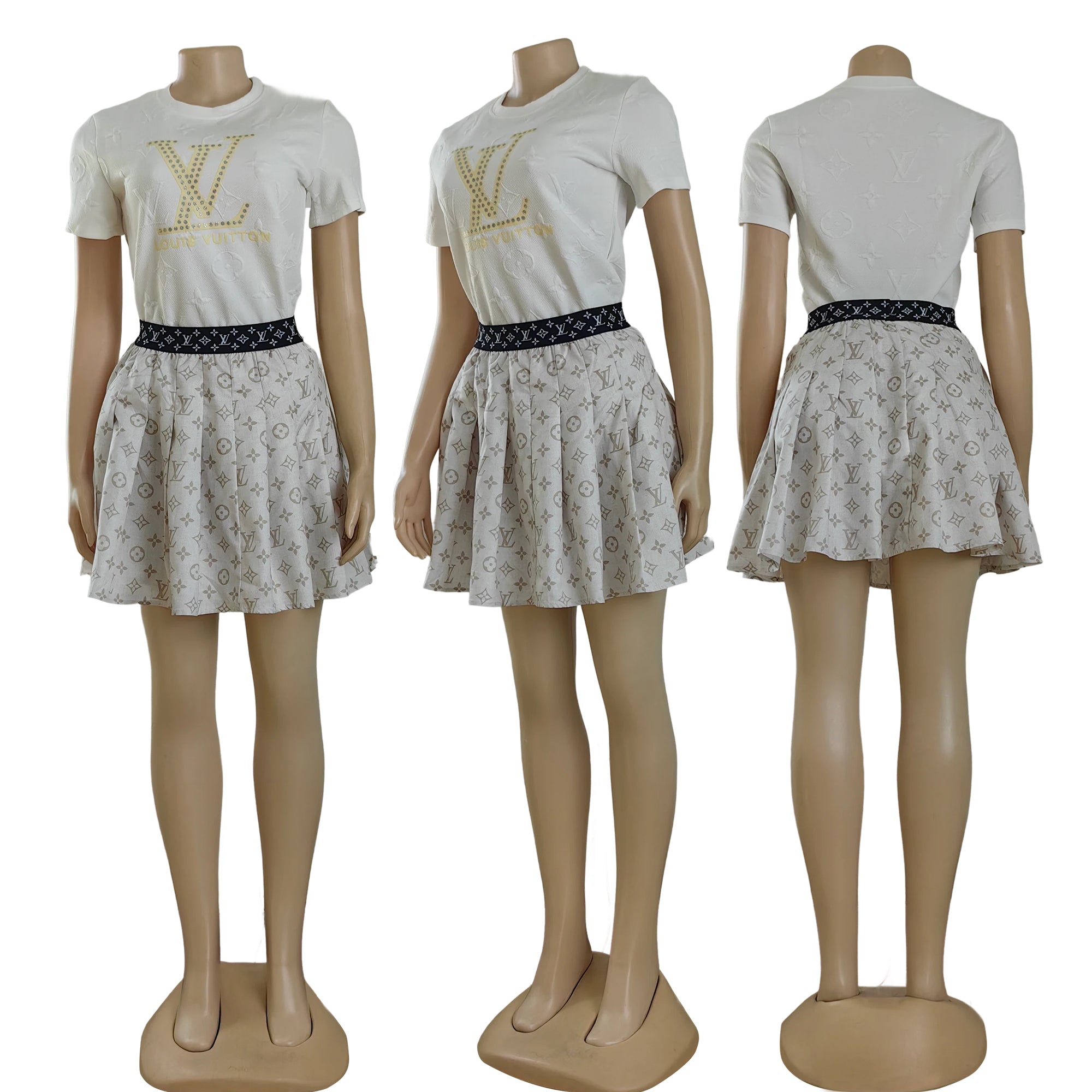 Women Print Short Sleeve  Top and Skirt Two Piece Set 13