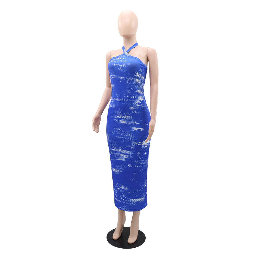 Sexy Halter Neck Cross Tie Low Back Women's Bodycon Dress 8