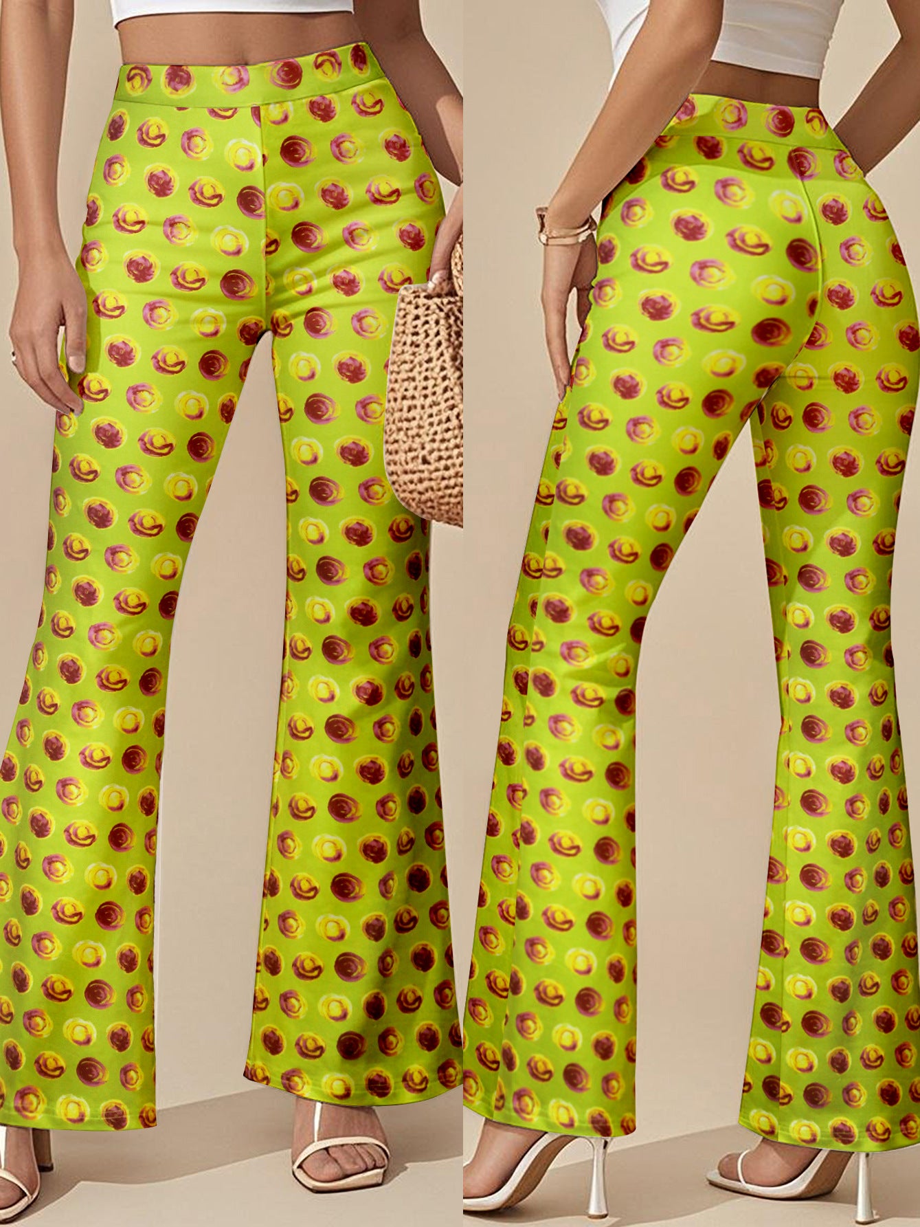 Women's Fashion Elegant High Waist Flared Pants 3