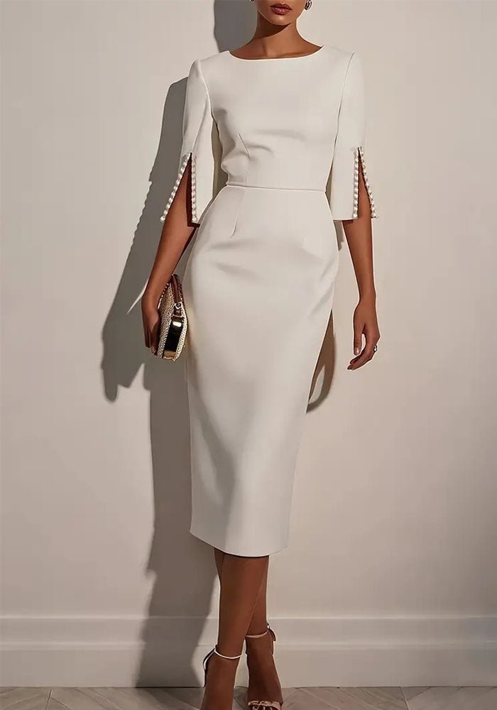 Women's Spring/Summer Elegant Beaded Slimming Career Dress