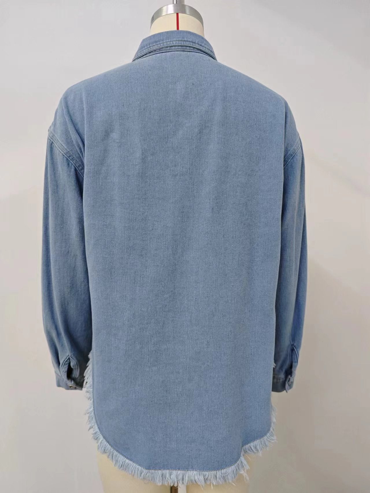 Women's Loose Beaded Denim Tops Shirts 7